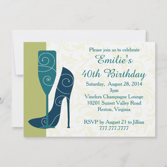 Sip in Style Wine Champagne Birthday Invitations (Front)