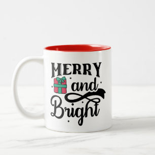 Sip in Style with Our 'Merry & Bright' Christmas Two-Tone Coffee Mug