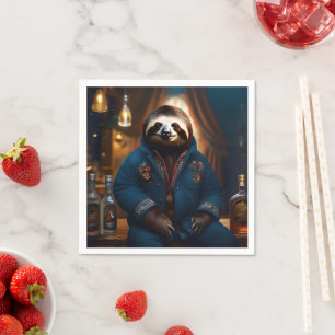 "Sip 'n' Slow: The Cozy Sloth in a Drinking Jacket Napkin