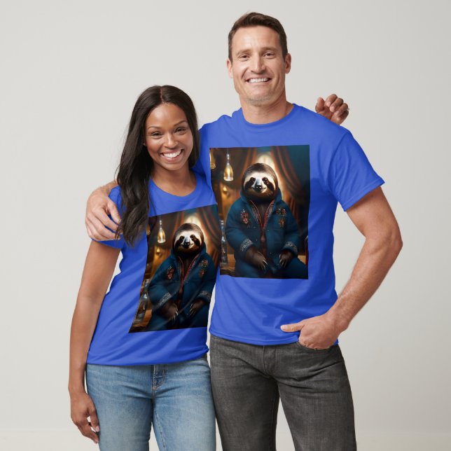 "Sip 'n' Slow: The Cozy Sloth in a Drinking Jacket T-Shirt (Unisex)