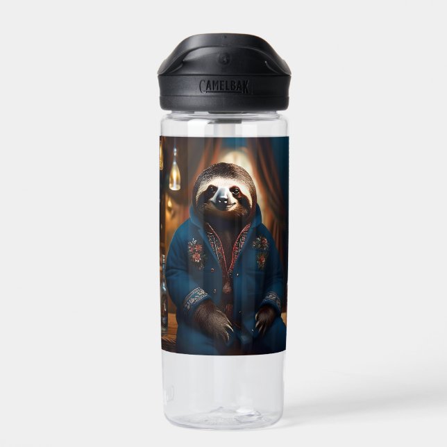 "Sip 'n' Slow: The Cozy Sloth in a Drinking Jacket Water Bottle (Back)