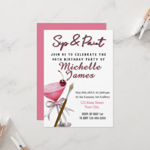 Sip & Paint Art 40e anniversaire Invitation