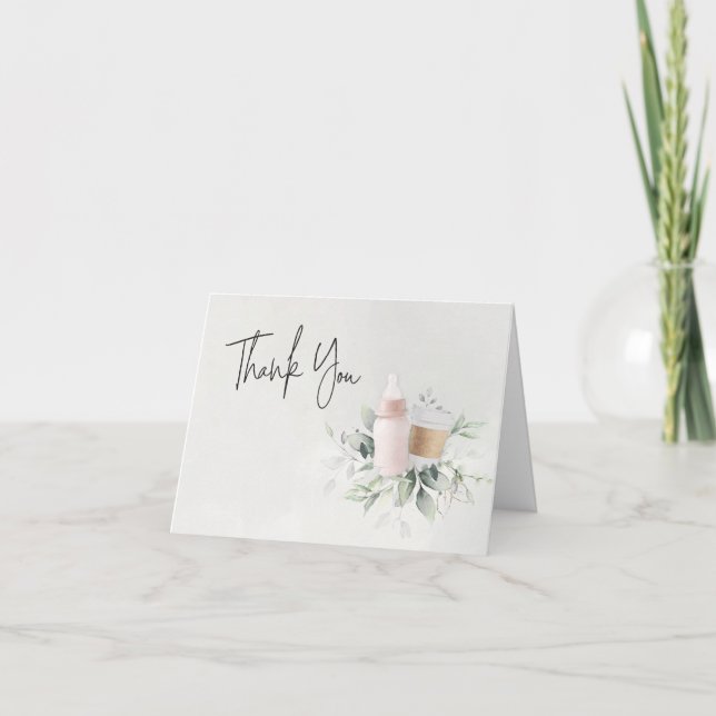 Sip rose & Voir Nouveau Bébé Carte de remerciement (Devant)