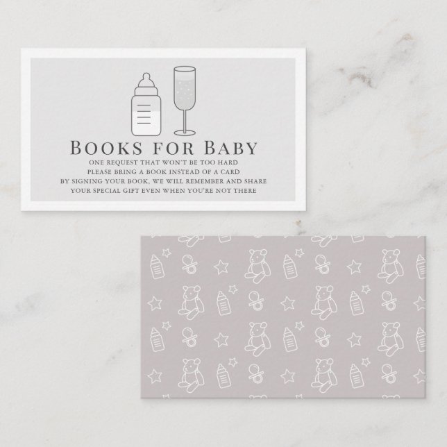 Sip & See Bottle Champagne Grey Books for Baby Enclosure Card (Front/Back)