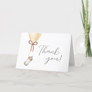 Sip & See Simple Boho Balloon Bottle Baby Shower Thank You Card