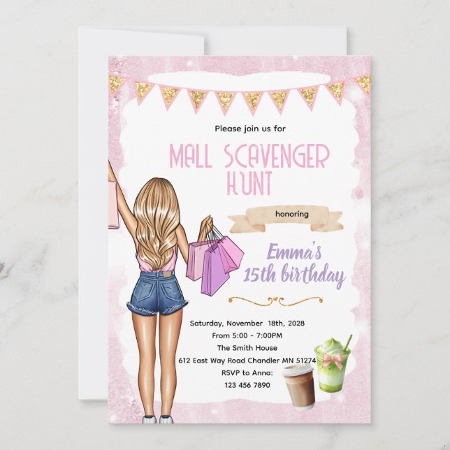 Sip Shop mall scavenger hunt Invitation (Front)