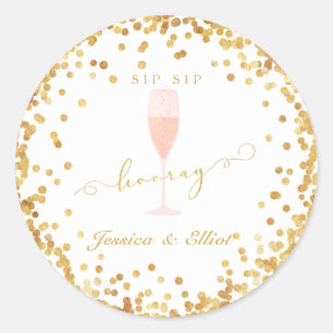 Sip Sip Hooray Bachelorette Engagement Brunch Classic Round Sticker