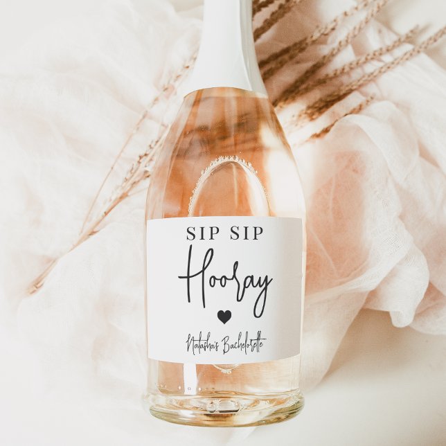 Sip Sip Hooray Bachelorette Party Favour Sparkling Wine Label (Creator Uploaded)