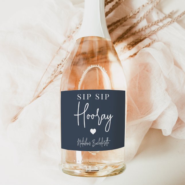 Sip Sip Hooray Bachelorette Party Favour Sparkling Wine Label (Creator Uploaded)