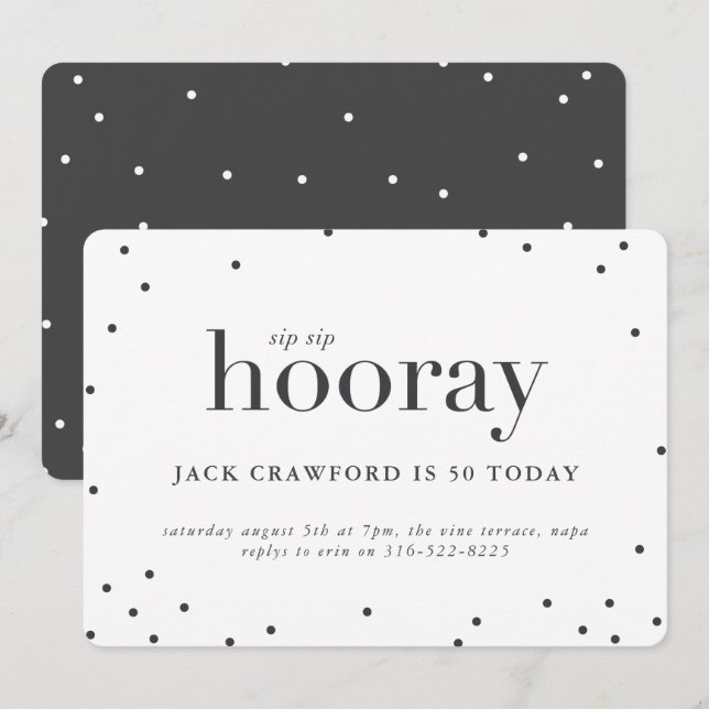 Sip sip hooray birthday party invitation (Front/Back)