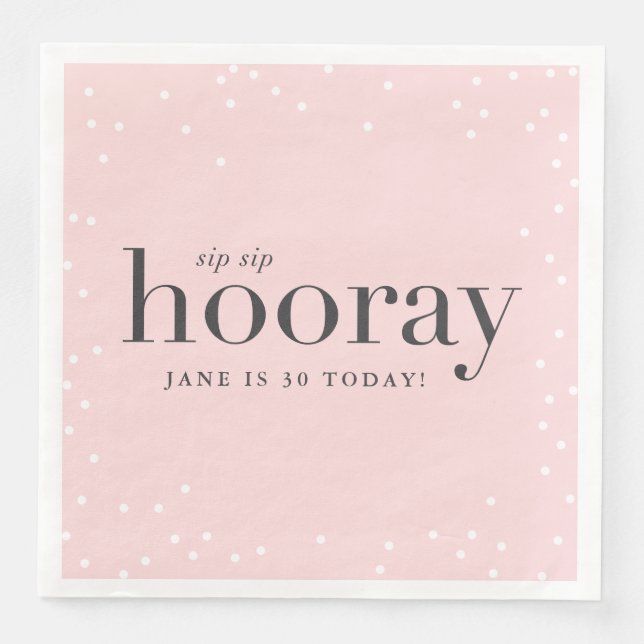 sip sip hooray birthday party napkin (Front)