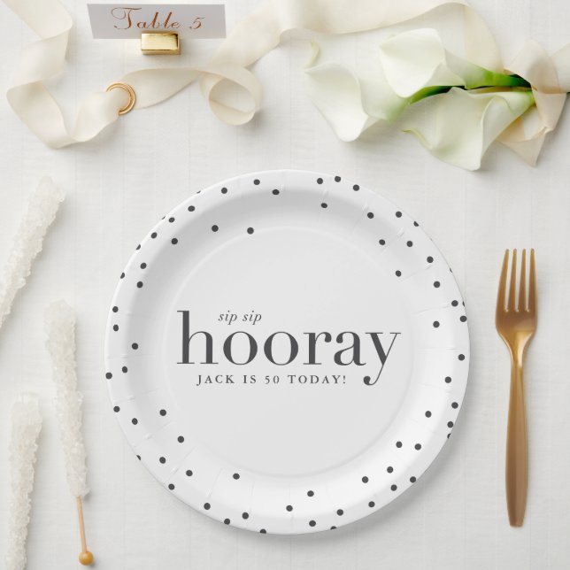 sip sip hooray birthday party paper plate (Wedding)