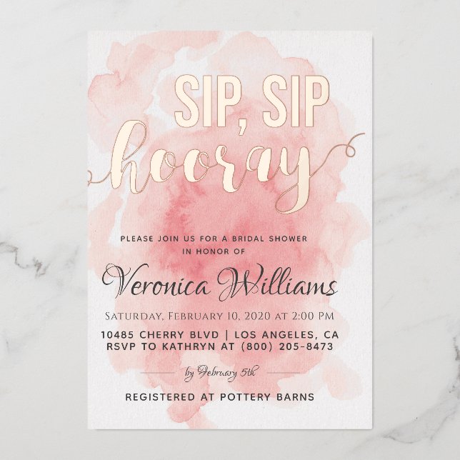 Sip Sip Hooray Bridal Shower (Front)