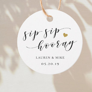 Sip Sip Hooray Bridal Shower Favour Thank You Roun Favour Tags