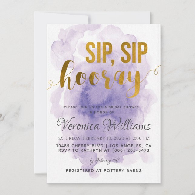 Sip Sip Hooray Bridal Shower Invitation (Front)