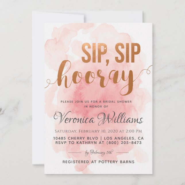 Sip Sip Hooray Bridal Shower Invitation (Front)