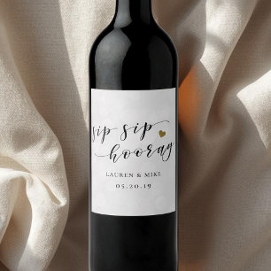 Sip Sip Hooray Bridal Shower Wedding Wine Label