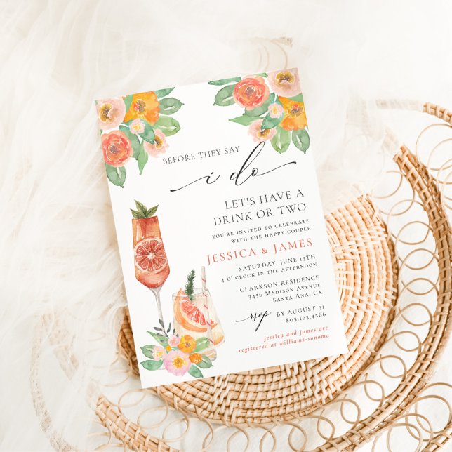 Sip Sip Hooray Bright Cocktail Wedding Shower Invitation (Creator Uploaded)