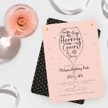 Sip, Sip Hooray Cheers Black & Pink Wine Birthday Invitation<br><div class="desc">Aged to perfection! Celebrate a special birthday with our stylish black, pink and faux gold polk dot wine party themed birthday invitation. The modern, stylish and trendy design features our wine glass and typographic design "Sip, Sip Hooray Cheers! to 40 Years" Customize the invitation with the recipient's age. Reverse side...</div>
