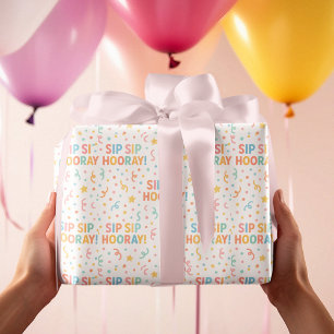 Sip Sip Hooray! Colourful Confetti Fun  Wrapping Paper