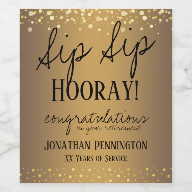 Sip Sip Hooray Congratulations Retirement Wine Label (Single Label)