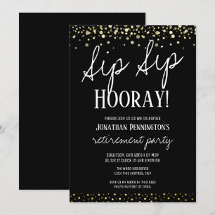 Sip Sip Hooray Elegant Gold Retirement Party Invitation
