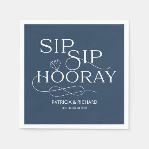 Sip Sip Hooray Engagement Party Blue Napkin