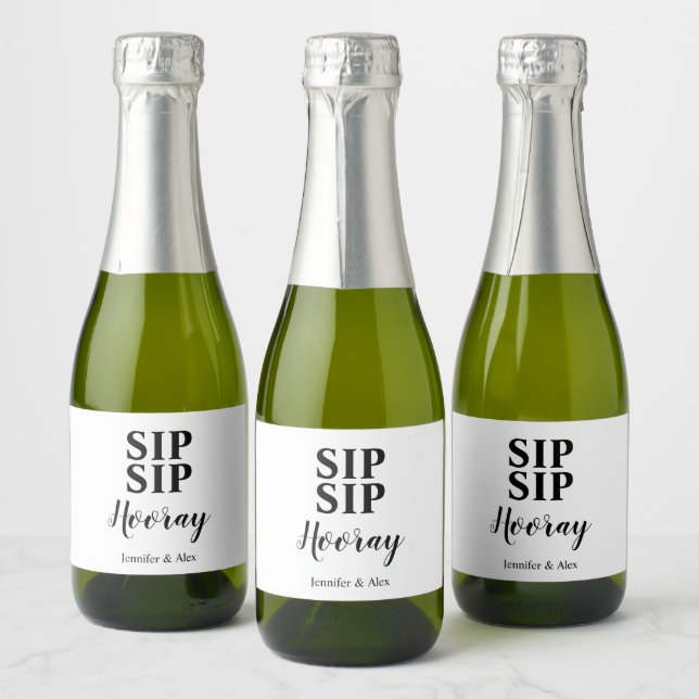 Sip Sip Hooray Favor Sparkling Wine Label (Bottles)