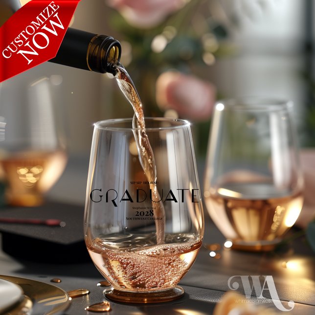 SIP SIP HOORAY Graduate Stemless Wine Glass (easy to customize
)