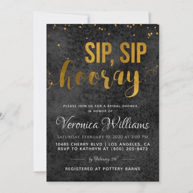 Sip Sip Hooray Invitation de la douche nuptiale (Devant)