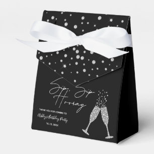 Sip Sip Hooray Modern Black & White Birthday Quote Favor Box