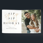 Sip Sip Hooray Modern Gold Script Engagement Party Banner<br><div class="desc">It's time to celebrate! Our Sip Sip Hooray Modern Gold Script Engagement Party Banner features "sip sip hooray" in modern duo type presentation with a faux gold foil hand lettered script typography over classic serif type, and is personalized in modern sans serif type. Your favourite engagement photo is displayed on...</div>
