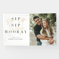 Sip Sip Hooray Modern Gold Script Engagement Party