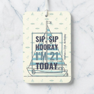 "Sip, Sip, Hooray" Nautical 21st Birthday Air Freshener
