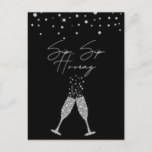 Sip Sip Hooray noir et blanc carte postale d'anniv