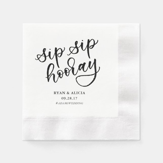 Sip Sip Hooray Personalized Napkin (Front)