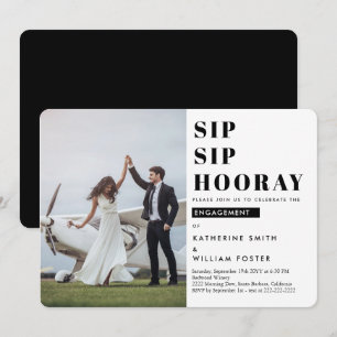 Sip Sip Hooray Photo Engagement Party Invitation