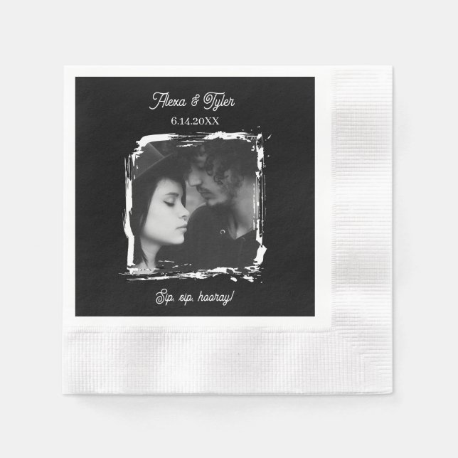 Sip, Sip, Hooray! Photo Template Wedding Napkin (Front)