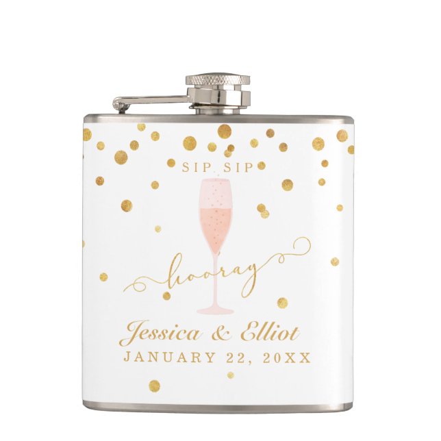Sip Sip Hooray Shower or Engagement  Hip Flask (Front)