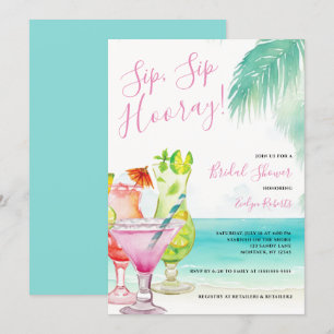 Sip Sip Hooray Tropical Cocktails Bridal Shower Invitation