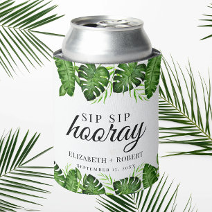 Sip Sip Hooray Tropical Watercolor Wedding Summer Can Cooler