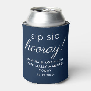 Sip Sip Hooray Wedding Favour Navy Blue Funny Can Cooler