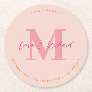 Sip Sip Hooray Wedding Monogram Initial Coaster
