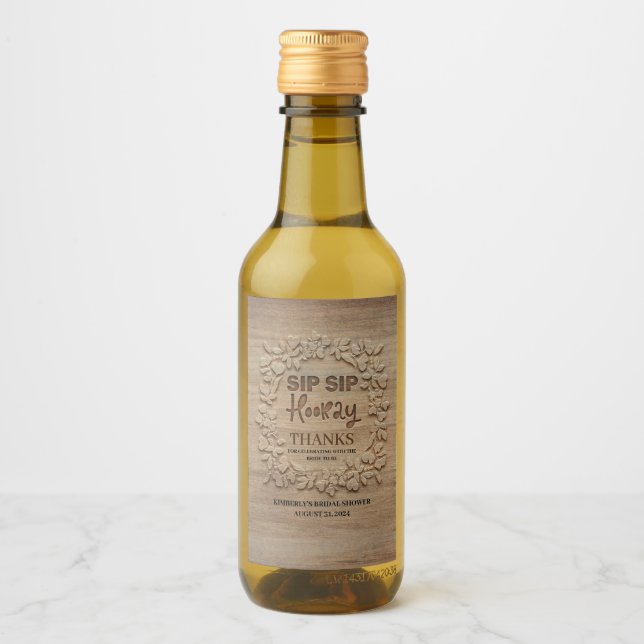 Sip Sip Hooray Wedding or Bridal Shower Wine Label (Front)