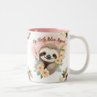 "Sip, Sloth, Relax, Repeat" Two-Tone Coffee Mug