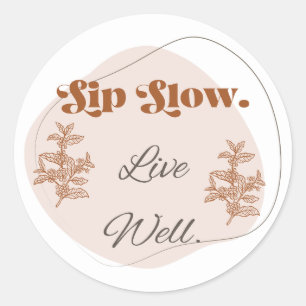 Sip Slow Live Well Coffee Botanical Sticker