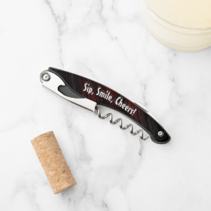 Sip, Smile, Cheers! Abstract Swirl Corkscrew