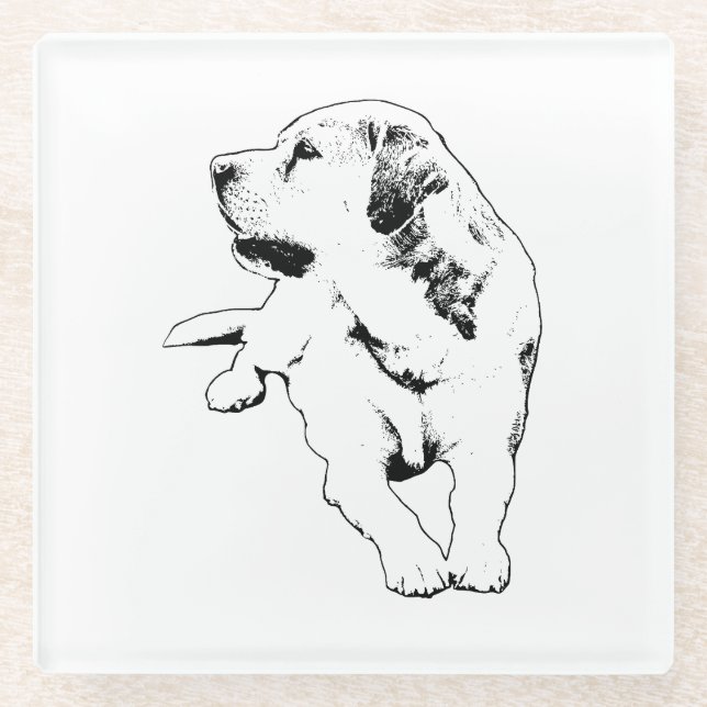 Sip Watch Retriever Glass Coaster (Front)