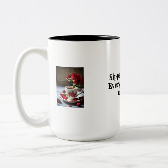 "Sipped with Love" Whimsical Dragon Coffee Mug (Left)