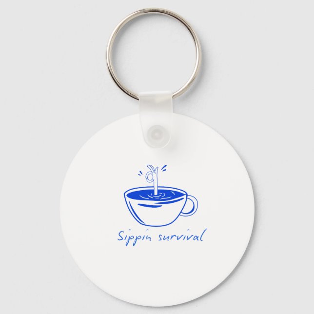 Sippin Survival" Minimalist Coffee Graphic Tee  Keychain (Front)